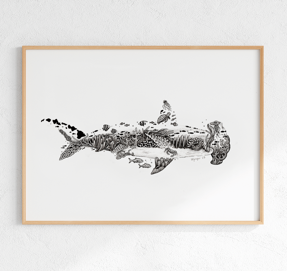Styngvi A4 Print Coral Hammerhead - Limited edition A4 print