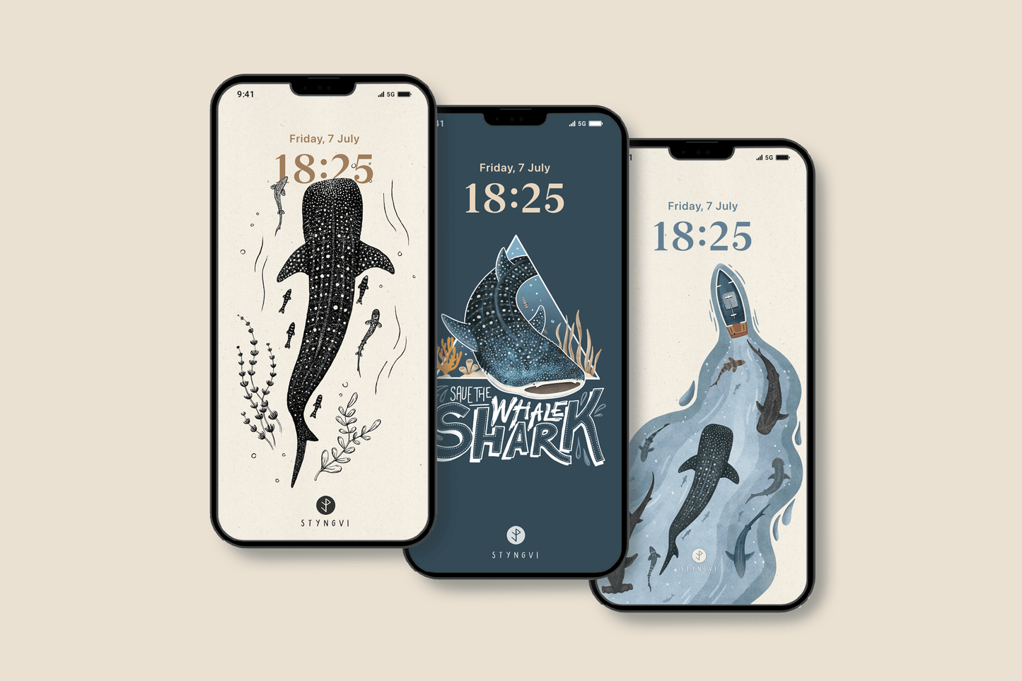 Styngvi Shark Love - Mobile Wallpaper Pack