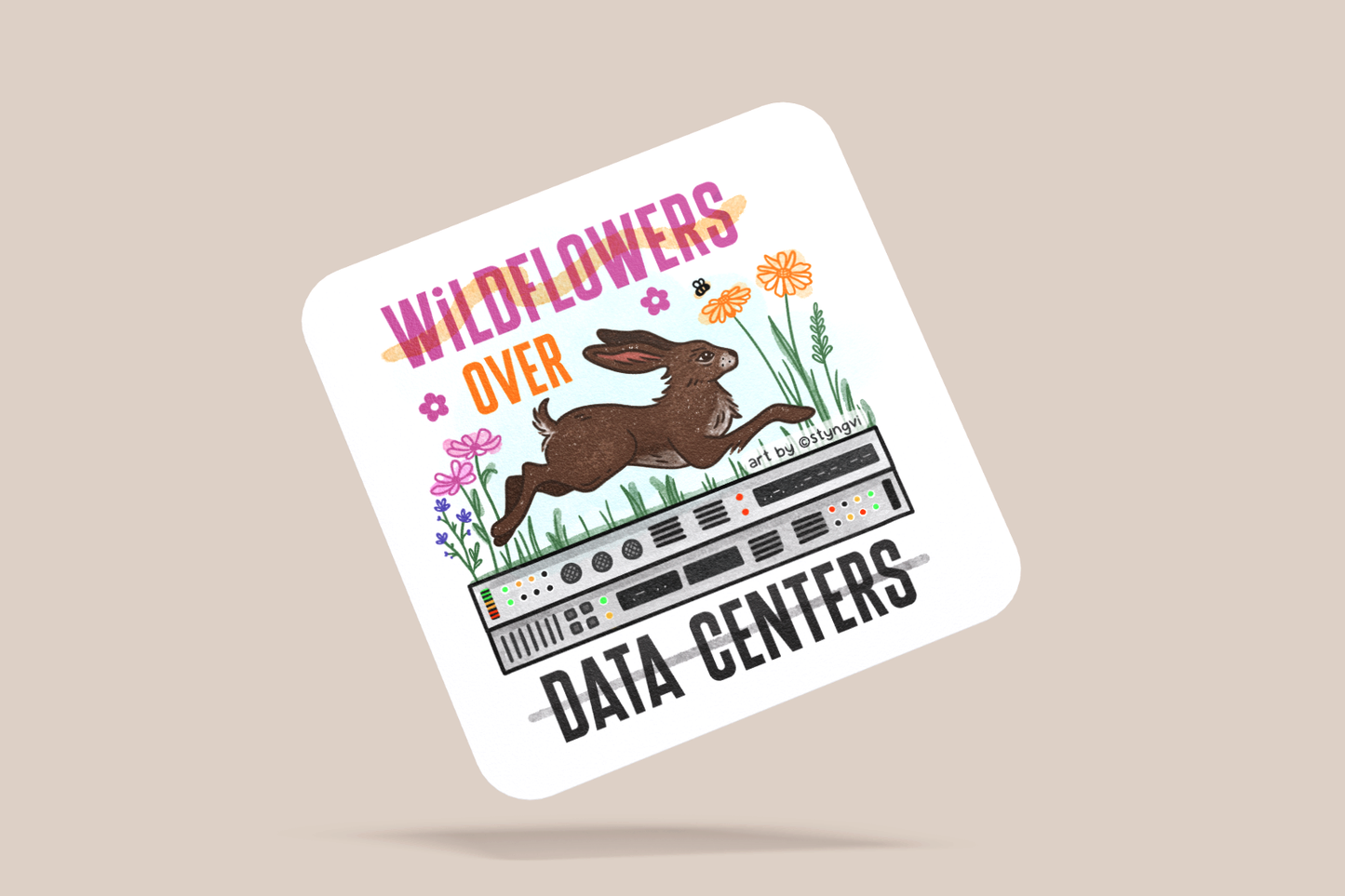 Wildflowers over Data Centers Sticker