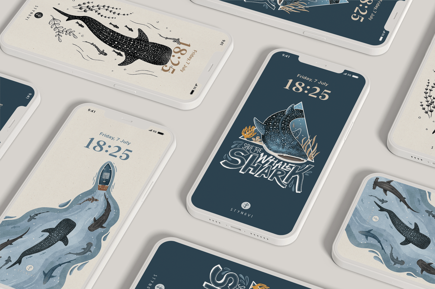 Styngvi Shark Love - Mobile Wallpaper Pack
