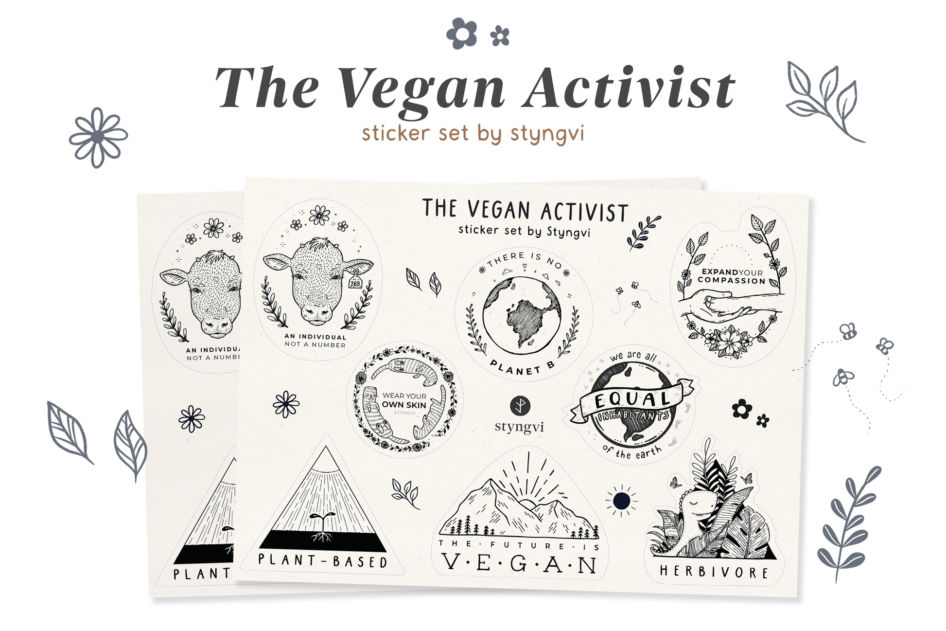 Styngvi The Vegan Activist - A5 Sticker Sheet