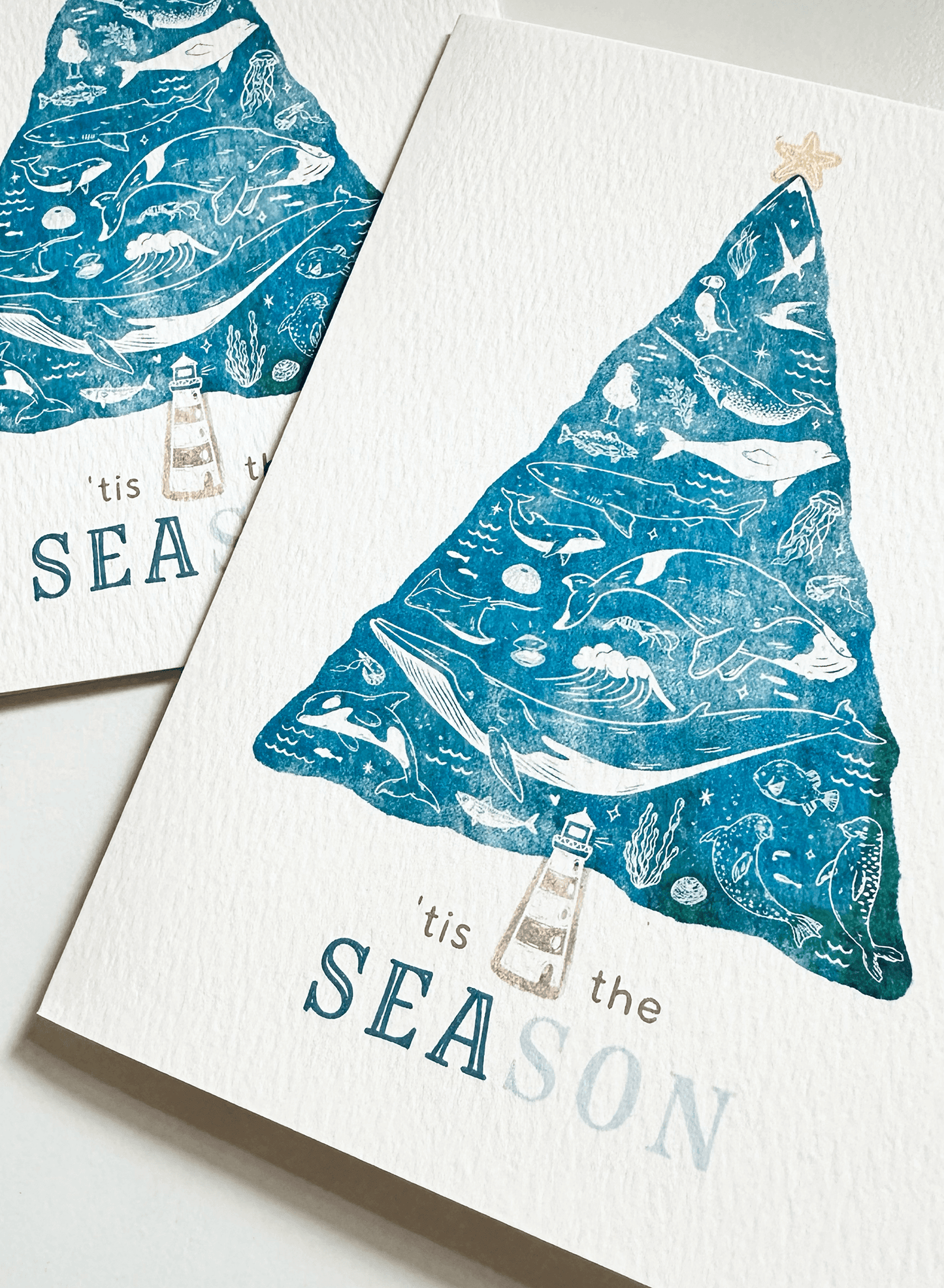 Close up of 'SEA'son christmas card