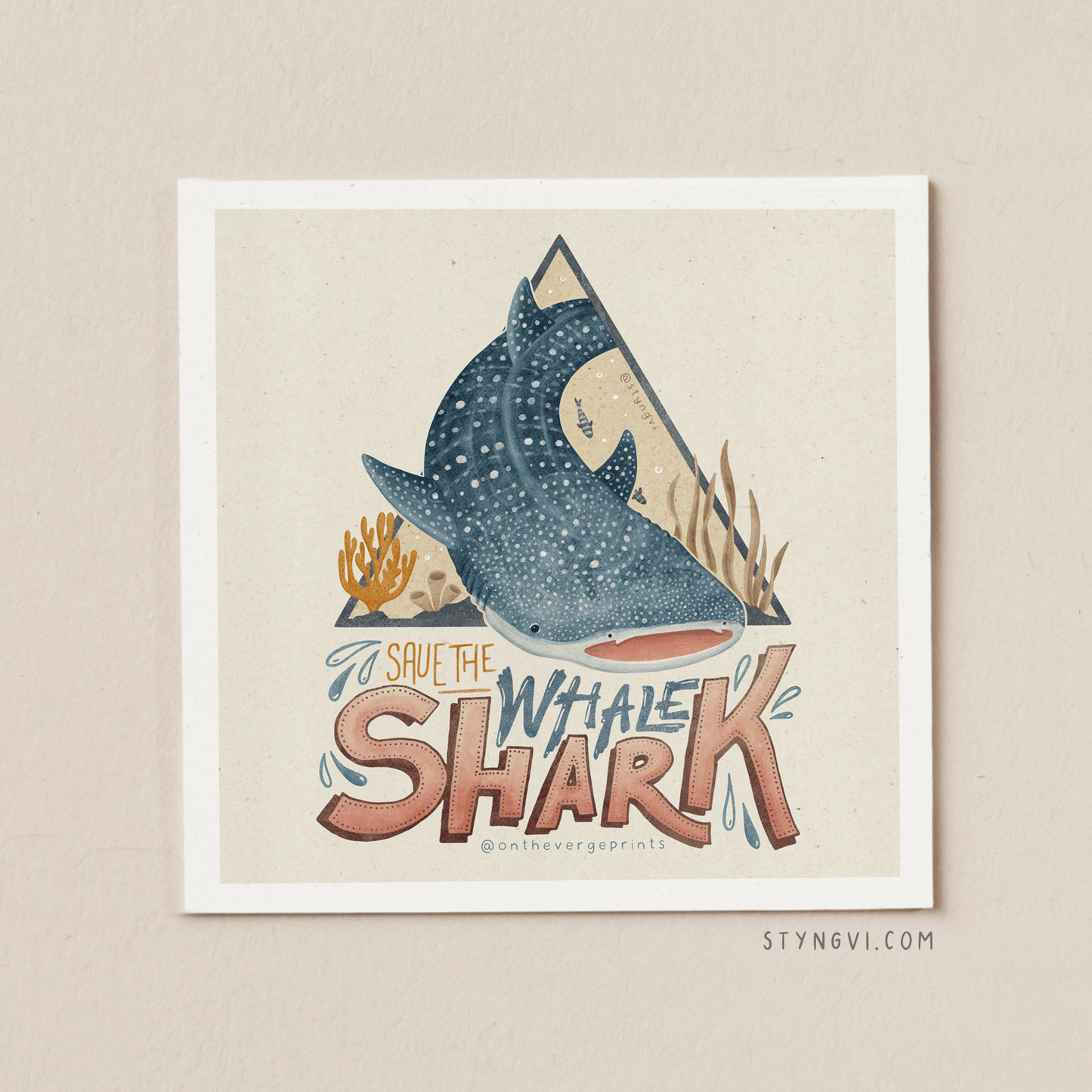 Styngvi A4 Print Whale Shark - Square Print